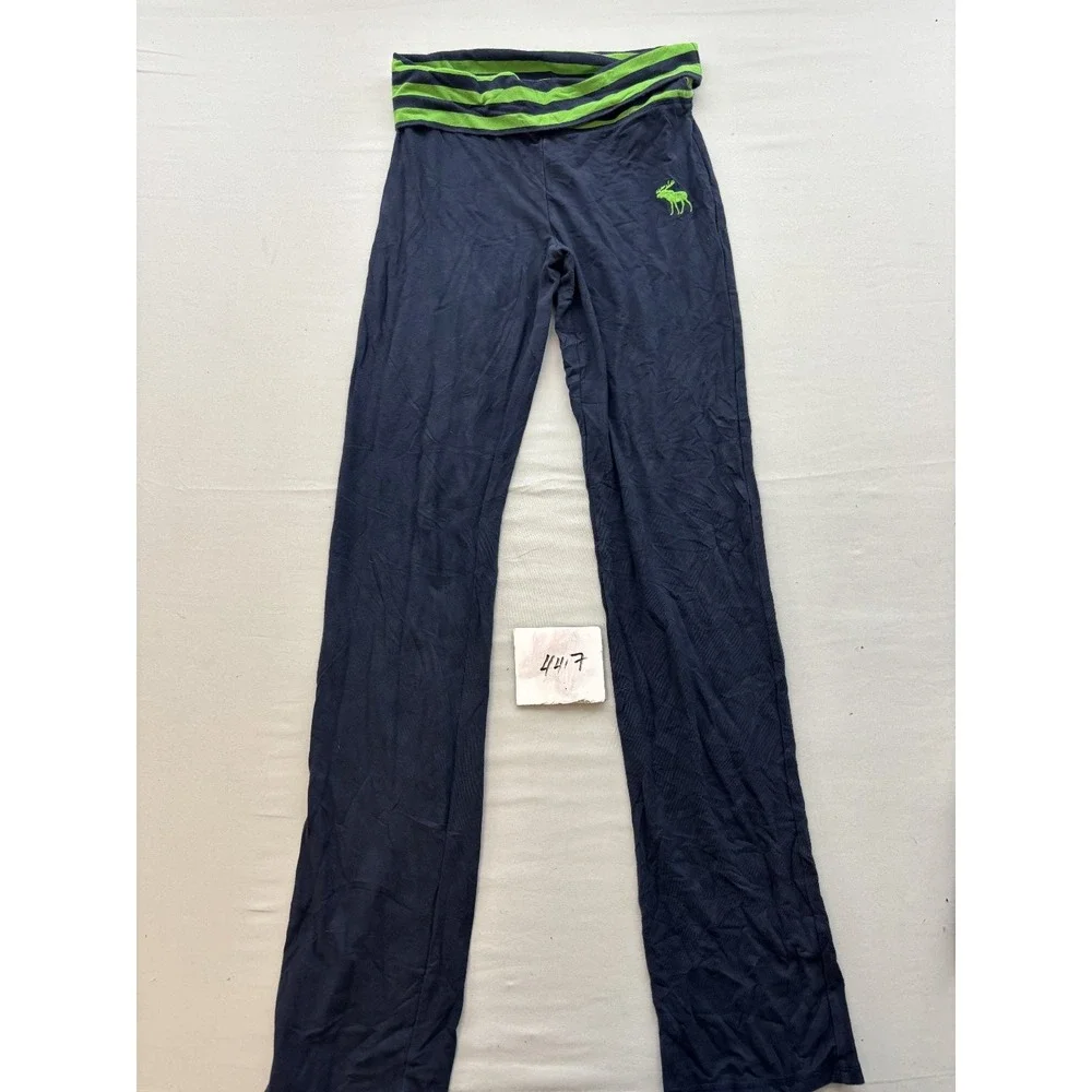 Abercrombie Kids XL Navy Blue Green Striped Activewear Yoga Lounge Pants